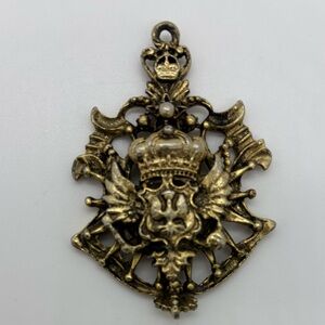 Vintage Y2K goth steampunk antiqued silver pendant